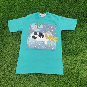 Vintage 1992 Cow Shirt Womens Small 17x26 Teal